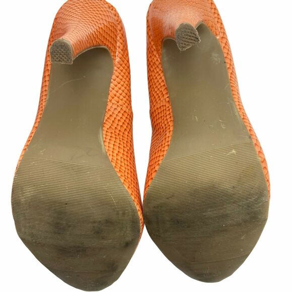 Steve Madden Stiletto Heels Women's P-Ronni Orange Snakeskin Slip On Pump Size 8 - Picture 5 of 16